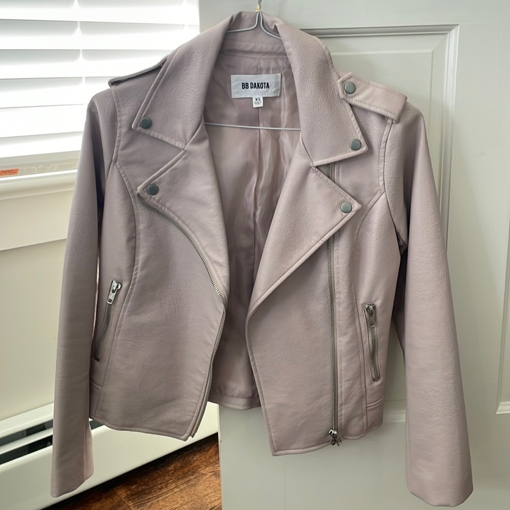 BB Dakota blush faux leather jacket